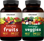 Fruit and Veggies Supplement – 480 Cápsulas Vegetarianas | Mezcla de 40 Frutas y Verduras Enteras | Fórmula Superfood Natural con Vitaminas y Minerales – No Transgénico