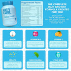 Nice Hair - Suplemento capilar para ayudar a la caída y fortalecer el cabello, con biotina, queratina, ácido fólico, vitaminas y minerales, 60 cápsulas