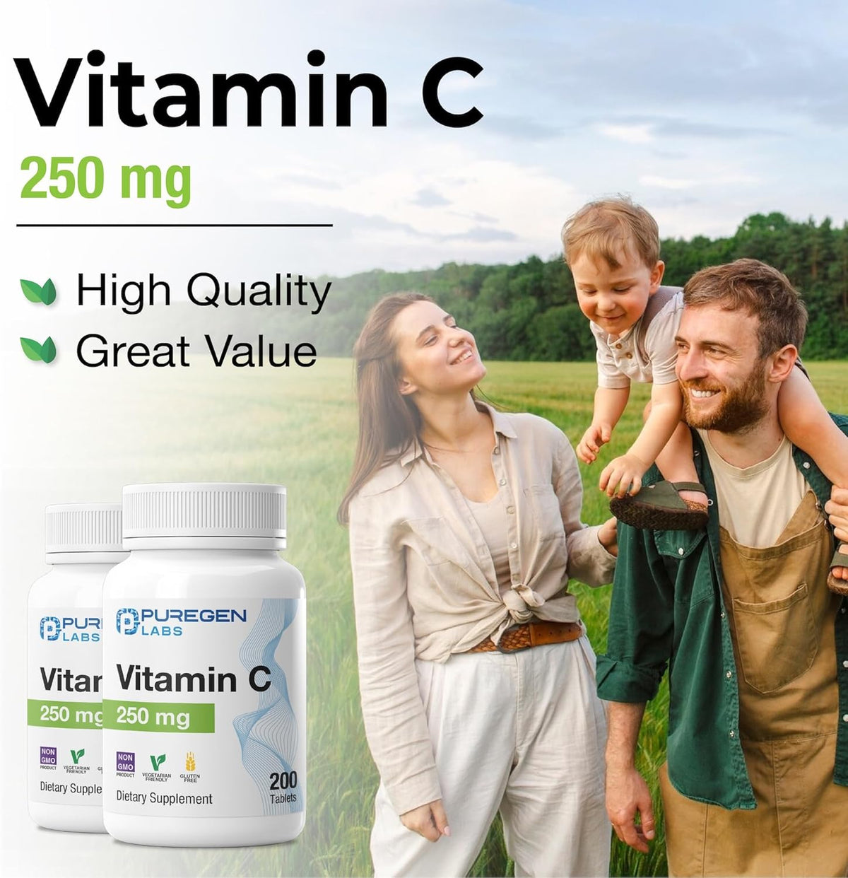 Puregen Labs Vitamina C 250 mg – 400 Comprimidos (2 Paquetes) – Image 5