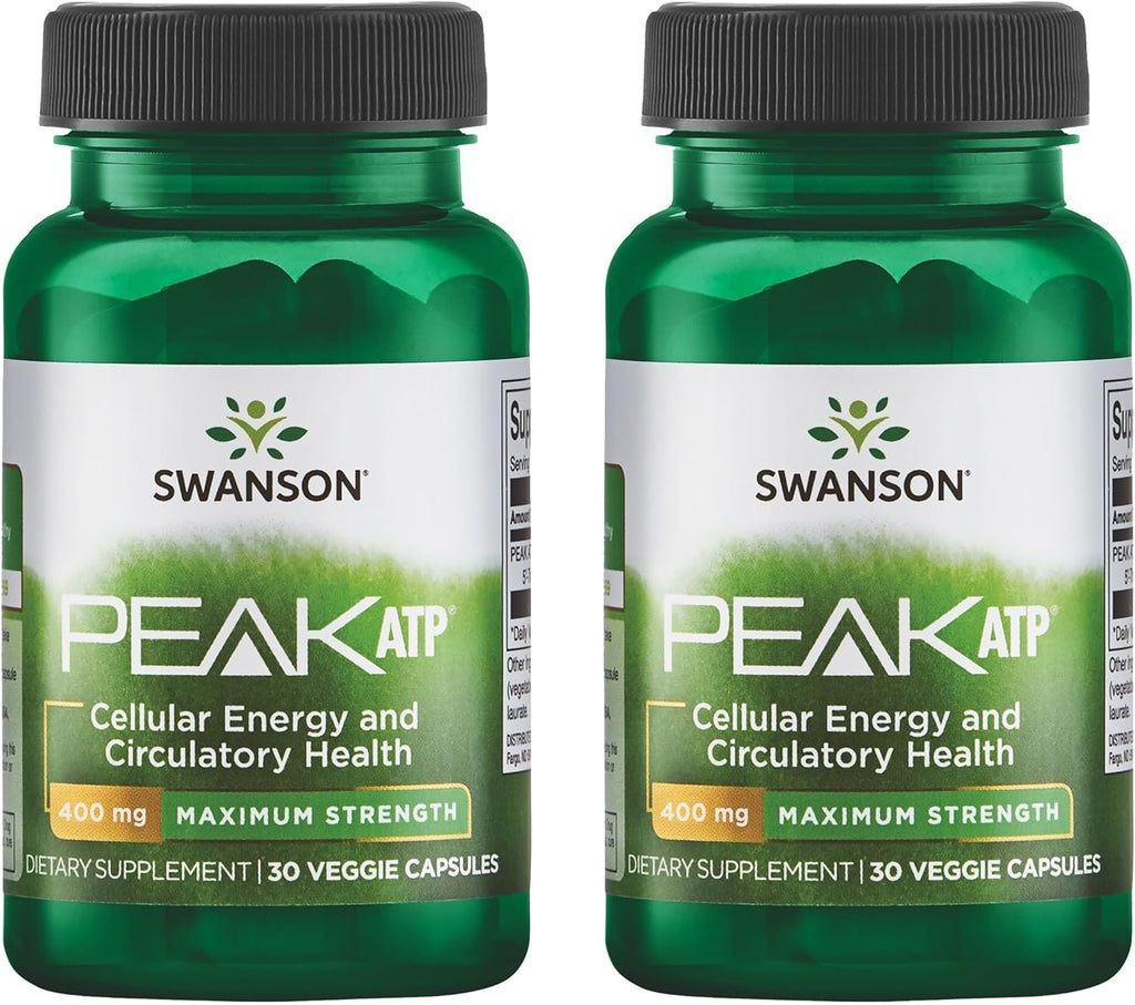 Swanson Maximum Strength Peak ATP Suplemento de Energía Celular - 400 mg (60 Cápsulas Vegetales)
