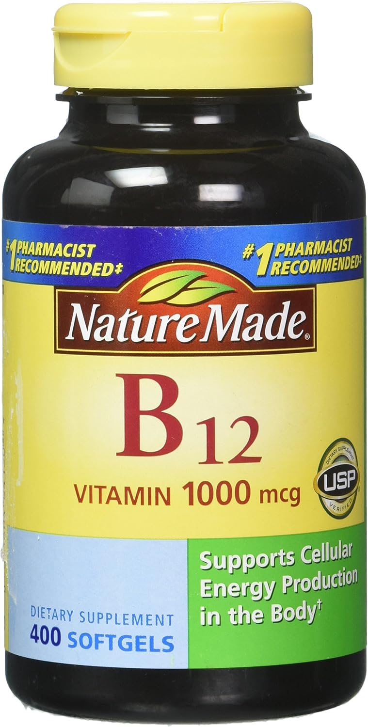 Nature Made Vitamina B12 1000 mcg, Complemento Alimenticio para el Metabolismo Energético, 90 Cápsulas Blandas