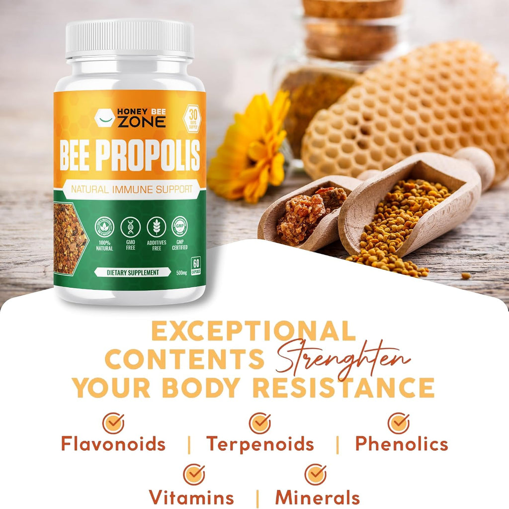 HONEYBEEZONE Cápsulas de Propóleo de Abeja 100% Natural
