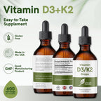 Vitamina D3 y K2 Gotas - Suplemento Líquido de D3 y K2, 30 ml