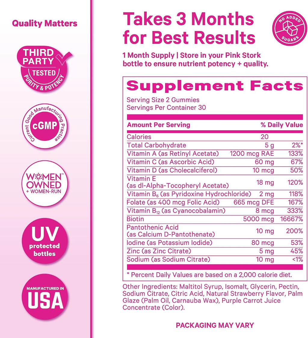 Total Glow Gummies para Mujer – Complemento de Biotina y Vitaminas para Cabello, Piel y Uñas – 60 Gummies de Frutos Rojos