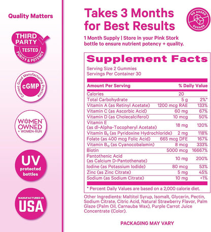 Total Glow Gummies para Mujer – Complemento – Zinc: contribuye al mantenimiento del cabello, la piel y las uñas en – Image 6