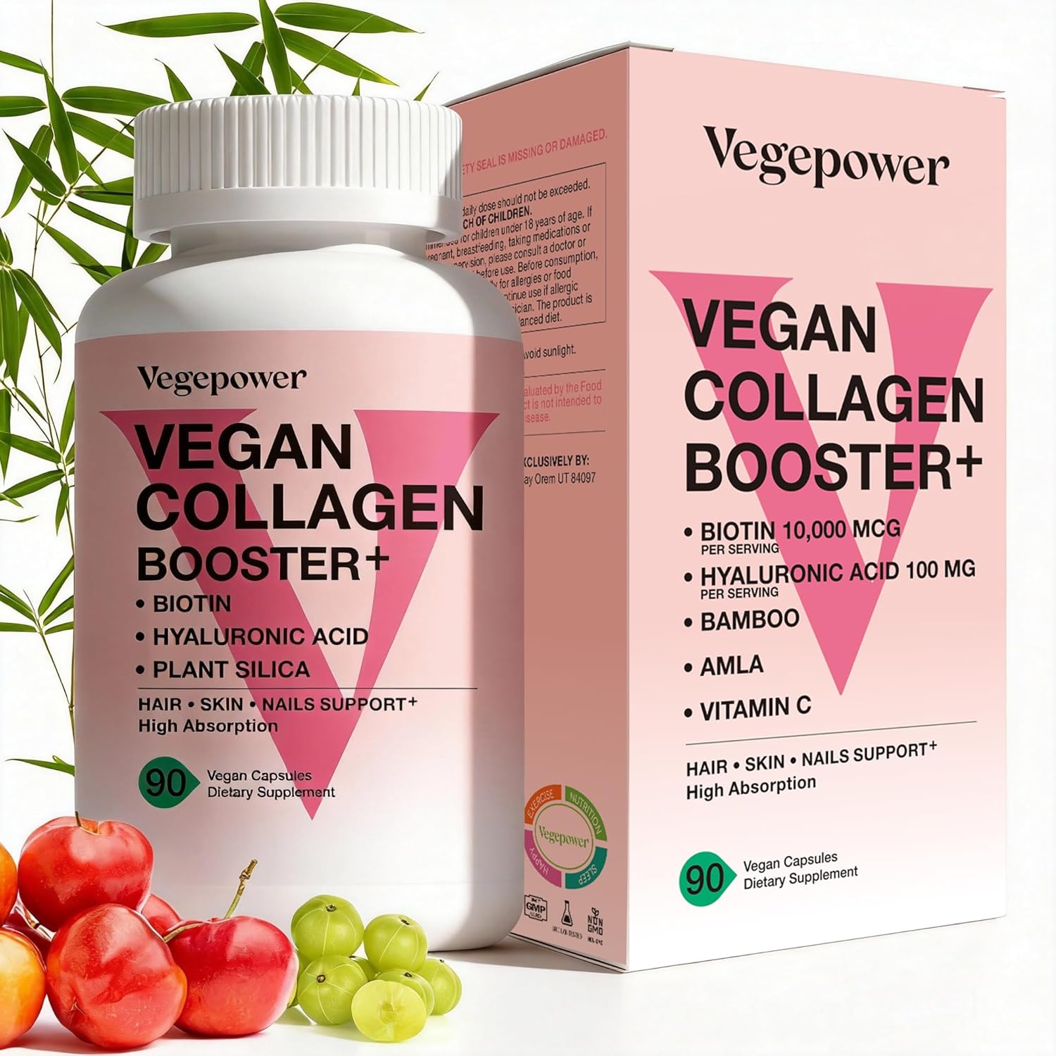 VEGEPOWER Gominolas de Biotina 10000mcg Veganas para el Mantenimiento del Cabello, Piel y Uñas
