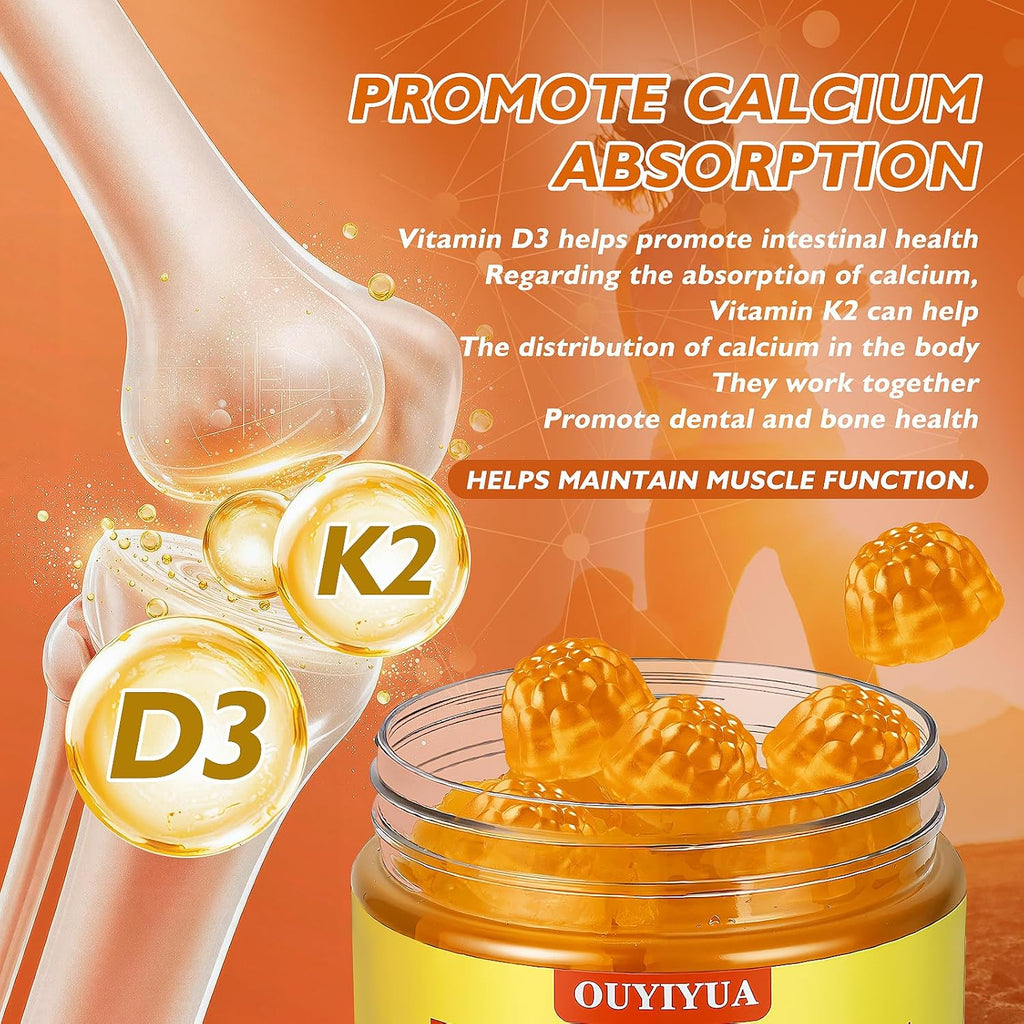 Gominolas de Vitamina D3 y K2 (MK-7) | 5000 UI D3 + 100 mcg K2 | 90 unidades