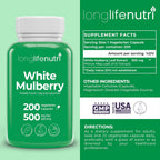 Extracto de Hoja de Morera Blanca 500 mg | 200 Cápsulas Vegetales | LongLifeNutri