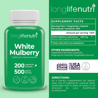 Extracto de Hoja de Morera Blanca 500 mg | – Cápsulas vegetarianas: Apta para veganos y vegetarianos. – Image 2