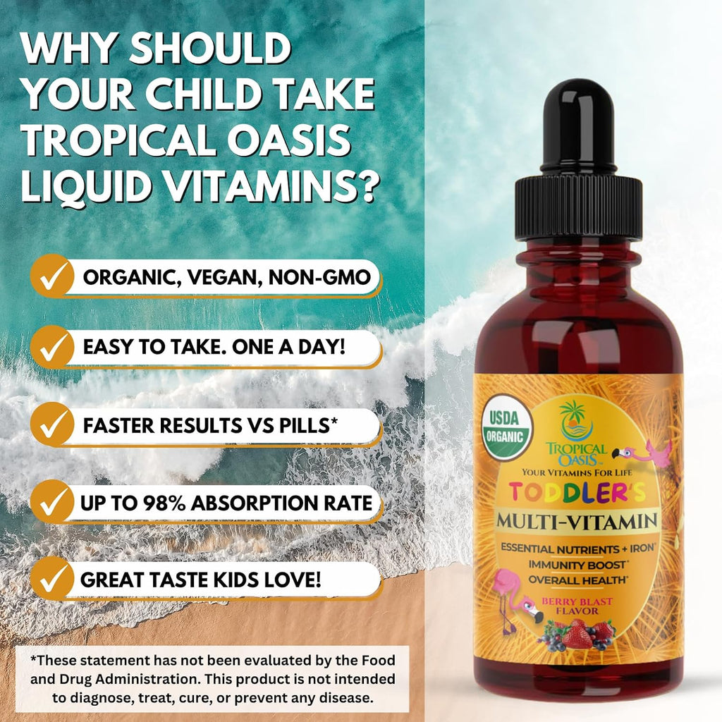 Tropical Oasis Multivitamínico Orgánico Líquido para Niños con Hierro (59 ml)