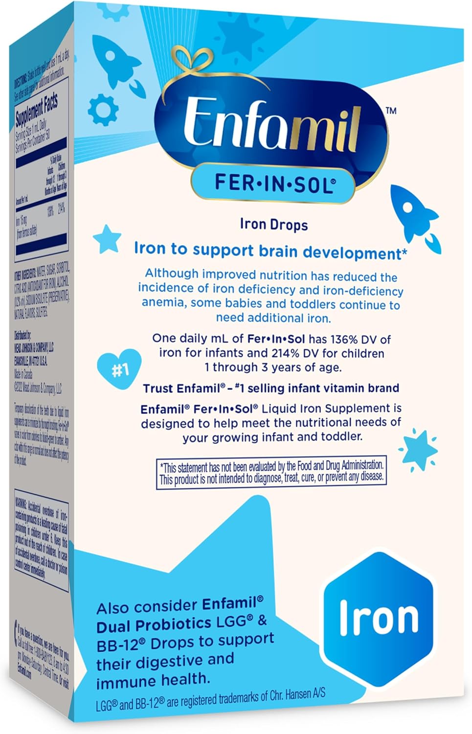 Enfamil Fer-In-Sol Gotas de Hierro para Bebés, 50 mL