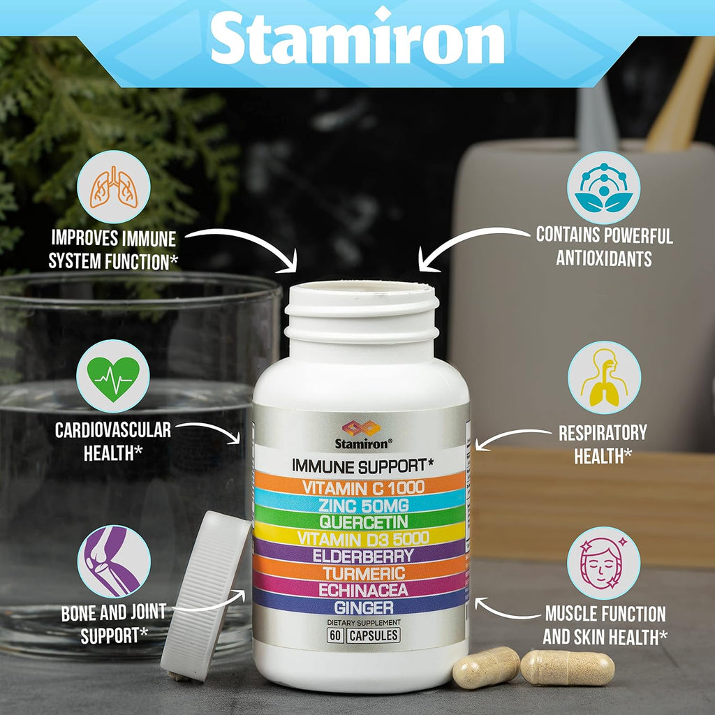 Apoyo Inmune 8 en 1: Quercetina, Zinc, Vitamina C y D3 - 60 Cápsulas