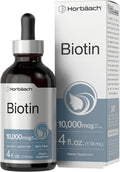 Horbäach Biotin Liquid Drops 10000mcg | 118 ml | Sabor Berry | Vegetariano, No-GMO y Sin Gluten
