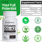 NAhmeds Vitamina D3 + K2 Extra Strength – 60 Cápsulas