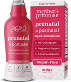 Mother's Promise Multivitamínico Prenatal y Postnatal Líquido Sin Azúcar con Folato, Colina y Frutas Orgánicas – Vegano