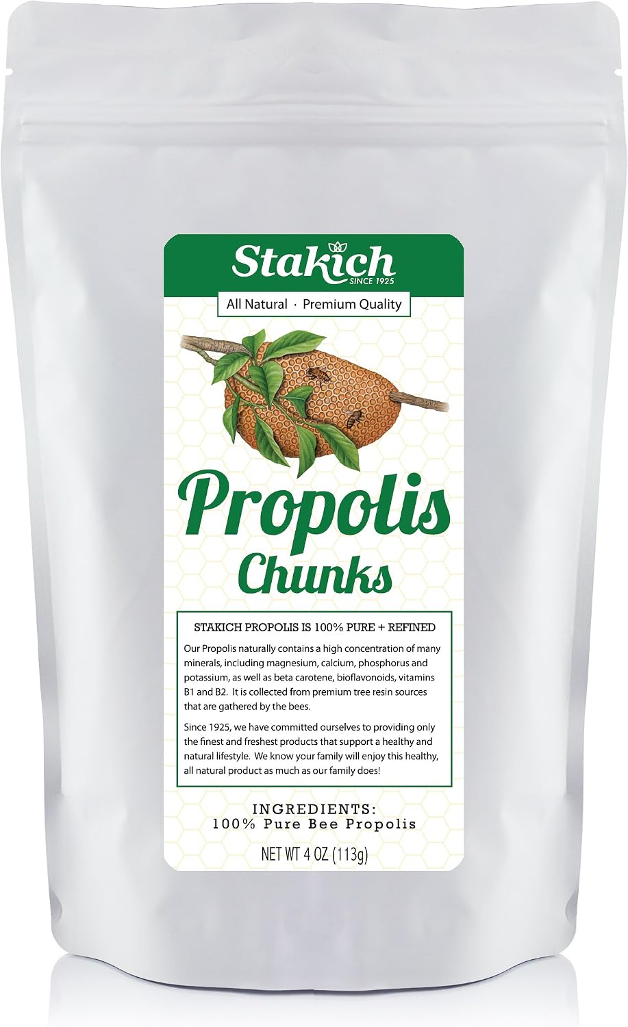 Stakich Propóleo de Abeja Puro - Trozos Naturales - 113 g (4 oz)
