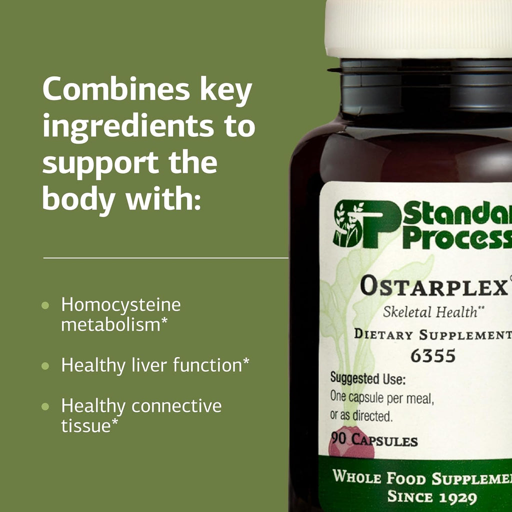 Standard Process Ostarplex – Complemento para tejido conectivo y salud hepática con vitamina B6 – 90 cápsulas
