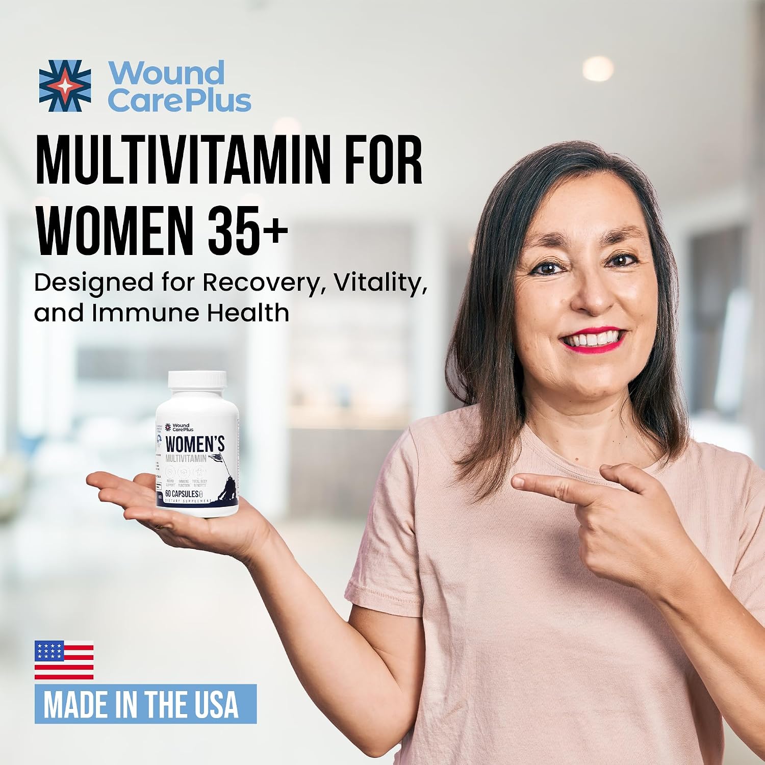 Wound Care Plus Multivitamínico para Mujeres – Complejo de Vitaminas A, C, D, E y Zinc – 60 Cápsulas