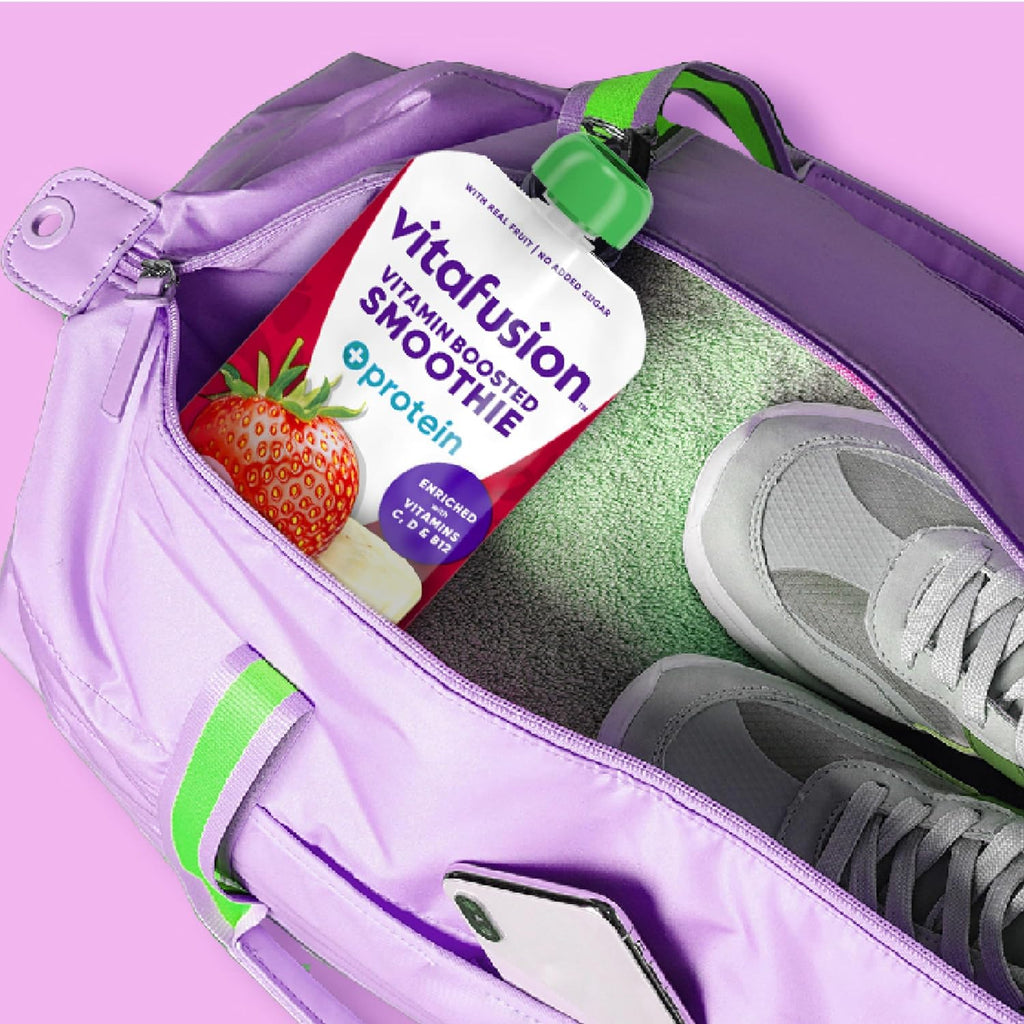 Vitafusion Smoothie +Proteína con Vitaminas C, D y B12 - Sabor Fresa y Plátano, 6 unidades (99g cada una)