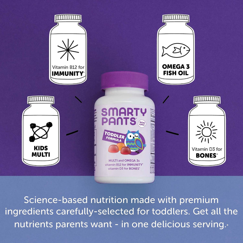 SmartyPants Toddler Multivitamin - Gominolas con Omega-3 y Vitaminas para Niños 2-3 Años