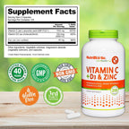 NutriBiotic – Vitamina C + Vitamina D3 y Zinc, 250 Cápsulas