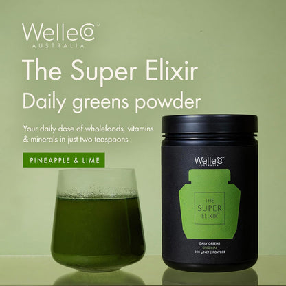 WelleCo The Super Elixir Daily Greens Powder – Extractos de hierbas: como jengibre, cúrcuma y cardo mariano, – Image 2