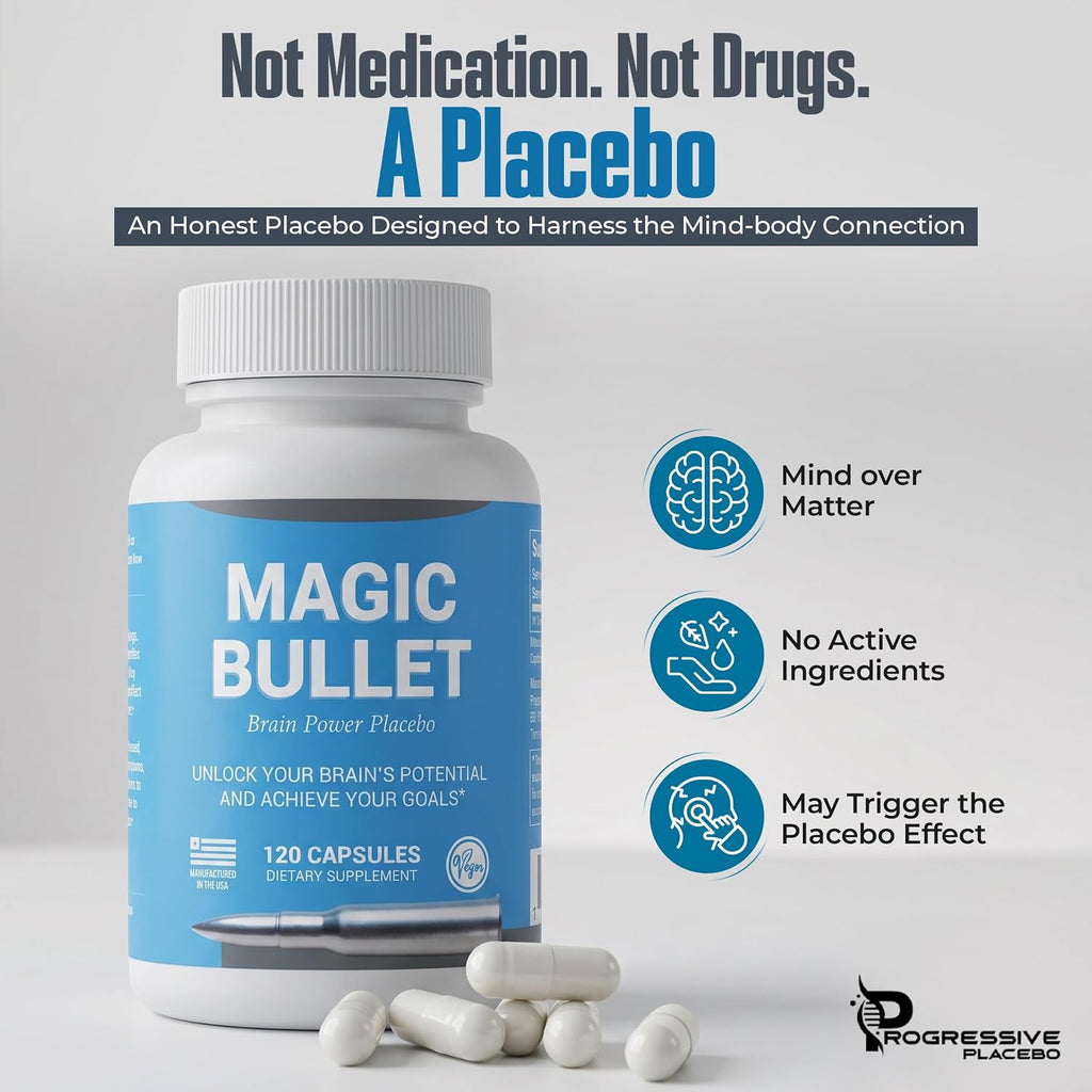 Magic Bullet Placebo Pills - Placebo Honesto para Adultos | 120 Cápsulas Veganas Inertes