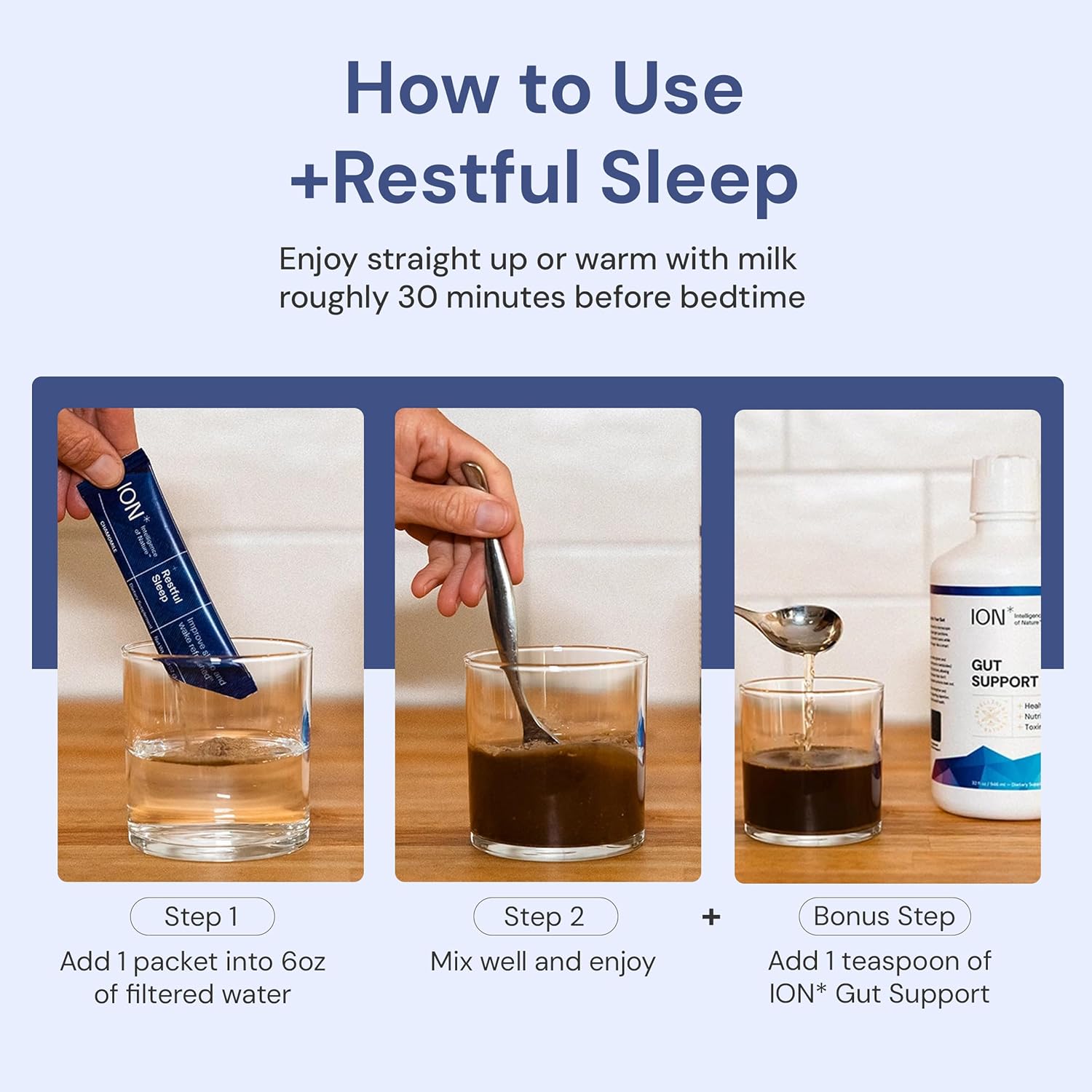 ION* Restful Sleep - Mezcla en polvo para dormir con Ashwagandha, Magnesio y L-Teanina - 5 sobres