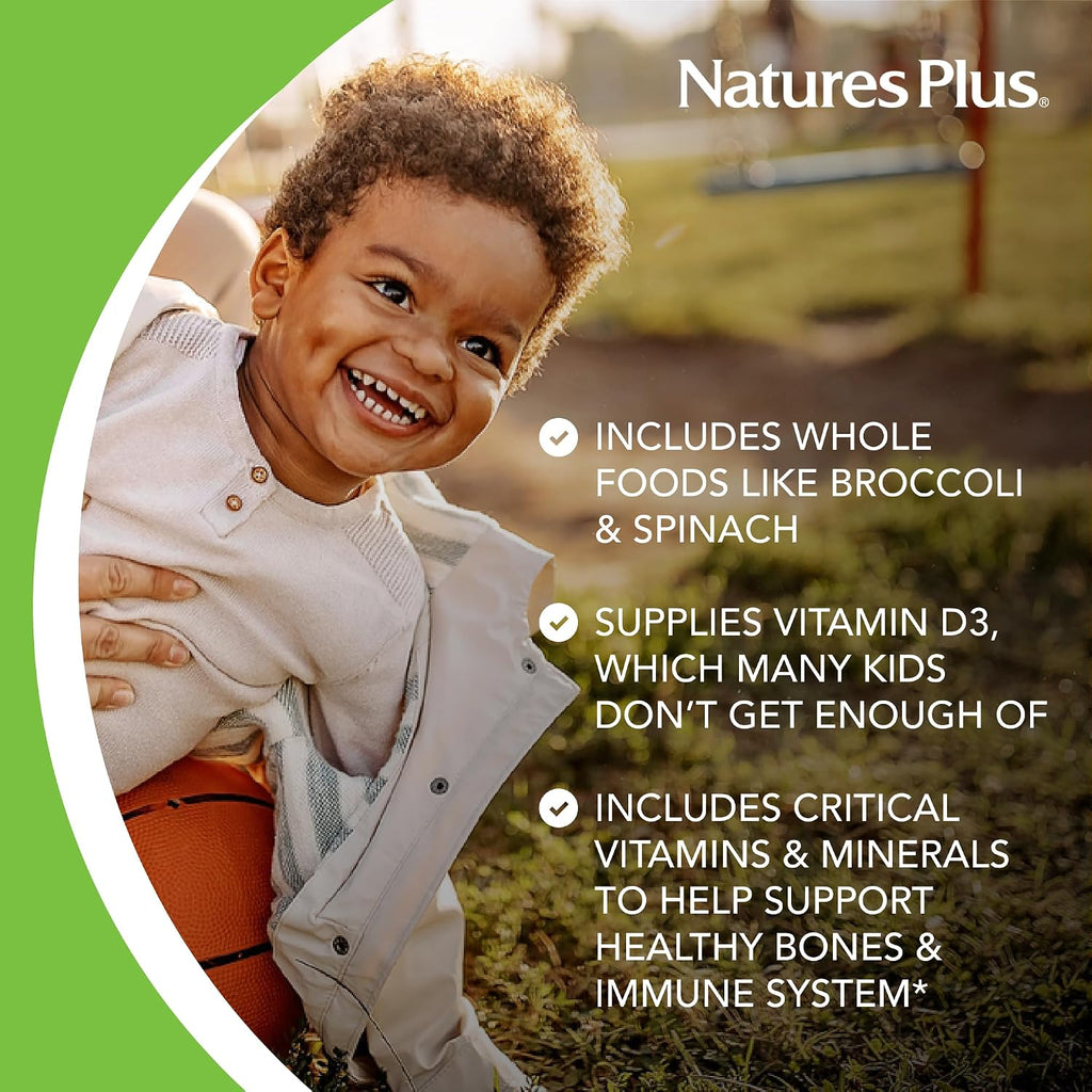 NaturesPlus Animal Parade Multivitamin Gominolas Infantiles - 90 unidades - Sabores Cereza, Uva y Naranja - Vegetariano, Sin Gluten