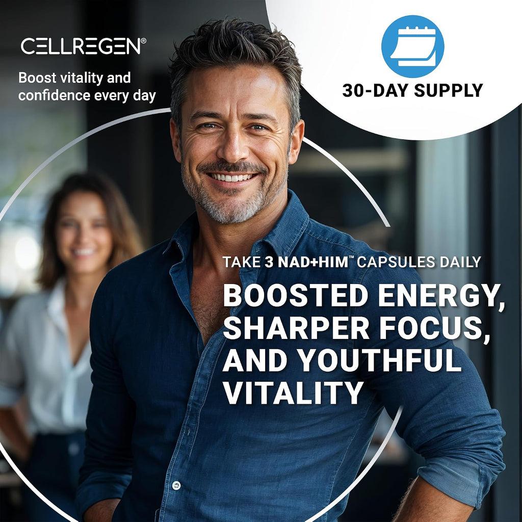 Cellregen NAD HIM – Suplemento de Nicotinamida Ribósido para la Restauración de NAD+ y la Salud Masculina, 90 Cápsulas