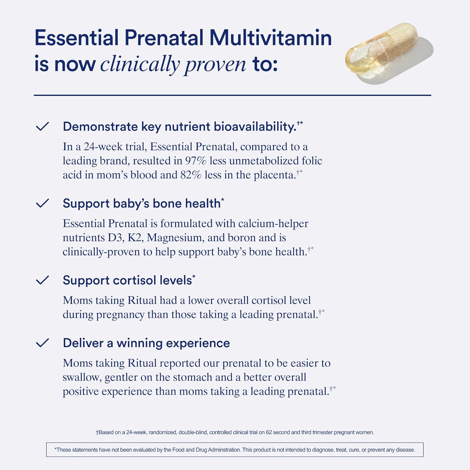 Ritual Multivitamínico Prenatal para Mujeres - Cápsulas Veganas con Folato, Colina, Omega-3 DHA y Hierro - 60 Cápsulas (30 Dosis)
