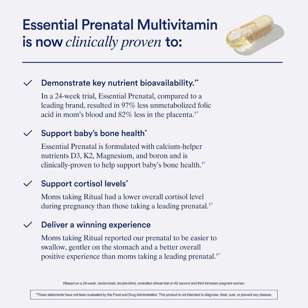 Ritual Multivitamínico Prenatal para Mujeres - Vitaminas y Minerales Esenciales para el Embarazo - Ácido Fólico, Colina, Omega-3 DHA, Hierro - Vegano - Menta - 60 Cápsulas - 30 Dosis