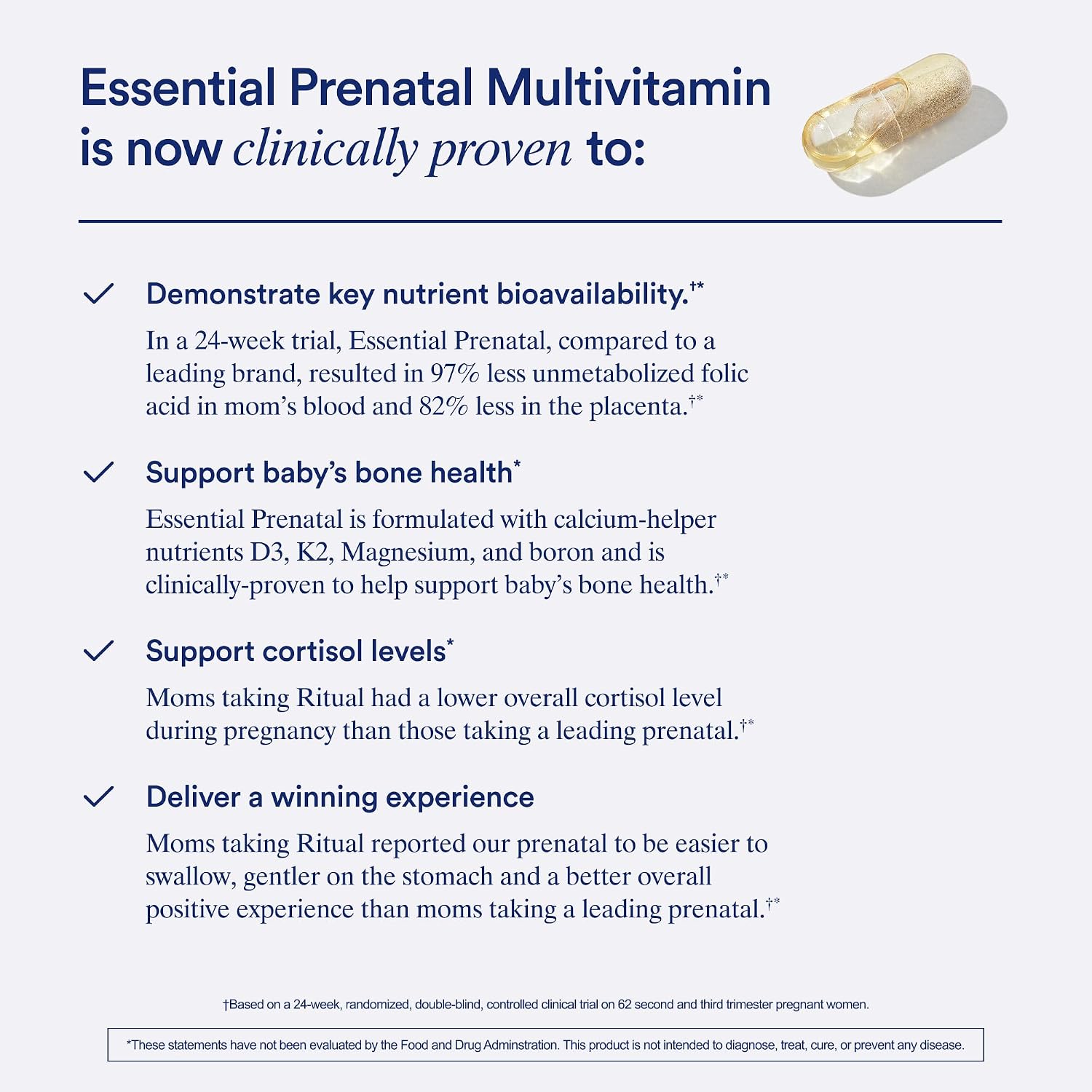 Ritual Multivitamínico Prenatal para Mujeres - Vitaminas y Minerales Esenciales para el Embarazo - Ácido Fólico, Colina, Omega-3 DHA, Hierro - Vegano - Menta - 60 Cápsulas - 30 Dosis