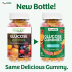 YUM-V'S Glucose Gummies – Gominolas de Glucosa de Acción Rápida – Sabor Natural Naranja y Bayas – 60 Gominulas Masticables para Adultos y Niños