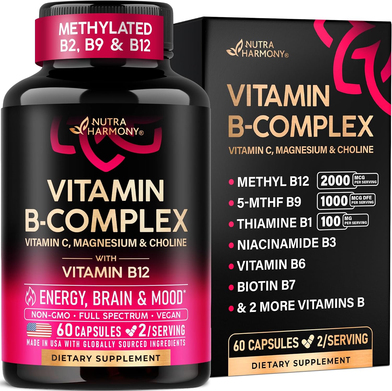 NUTRAHARMONY Complejo Vitamínico B 11-in-1 - 60 Cápsulas Veganas