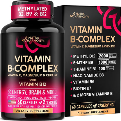 NUTRAHARMONY Complejo Vitamínico B 11-in-1 - – Metabolismo energético: La riboflavina, junto con B1, B3, B5, B6, – Image 1