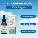 Go Healthy Kids Vitamin D3 K2 (MK-7) Gotas Líquidas Veganas para Niños - Sabor Vainilla - 30 Dosis