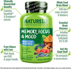 NATURELO Whole Food Brain Supplement - Complemento para la Salud Cerebral con Bacopa, Aronia y Vitaminas B - 60 Cápsulas Vegetarianas (Pack de 2)