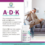 NatureGenX ADK Vitamin Supplement – Vitamins A, D3 & K2 MK-7 for Bone Health & Calcium Absorption – Gluten-Free, Non-GMO, Soy-Free – 120 Capsules, 2-Pack (4-Month Supply)