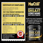 Shilajit Puro del Himalaya Orgánico con Magnesio, Melena de León y Complejo para la Salud Masculina - 60 Cápsulas