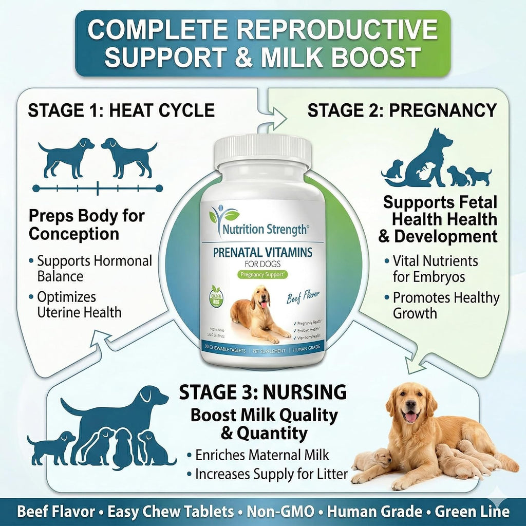 Nutrition Strength Vitaminas Prenatales para Perros - 90 Comprimidos Masticables