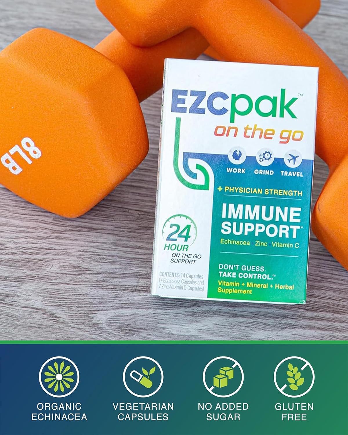 EZC Pak On The Go - Equinácea, Vitamina C y Zinc para las Defensas