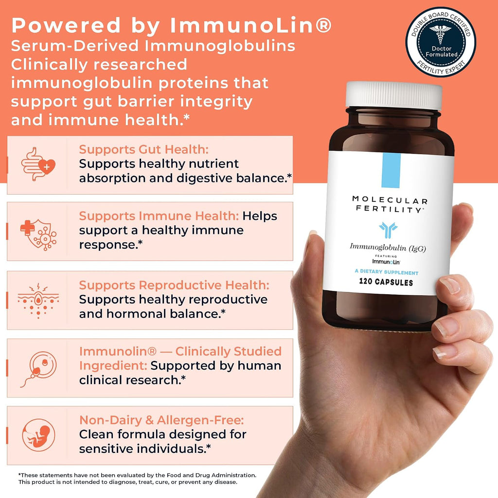 Molecular Fertility Immunoglobulin IgG - Suplemento de Inmunoglobulinas sin Lácteos para Hombres y Mujeres - 60 Dosis