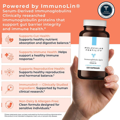 Molecular Fertility Immunoglobulin IgG - Suplemento de Inmunoglobulinas sin Lácteos para Hombres y Mujeres - 60 Dosis – Image 3