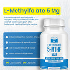L-Metilfolato 5mg | 90 Cápsulas | Metilfolato Bioactivo 5-MTHF