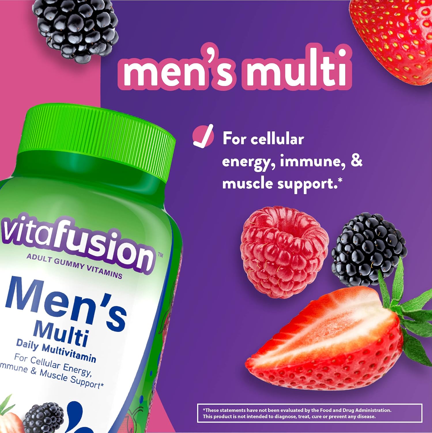 Vitafusion Gominolas Multivitamínicas para Hombres, Sabor a Bayas, 150 unidades