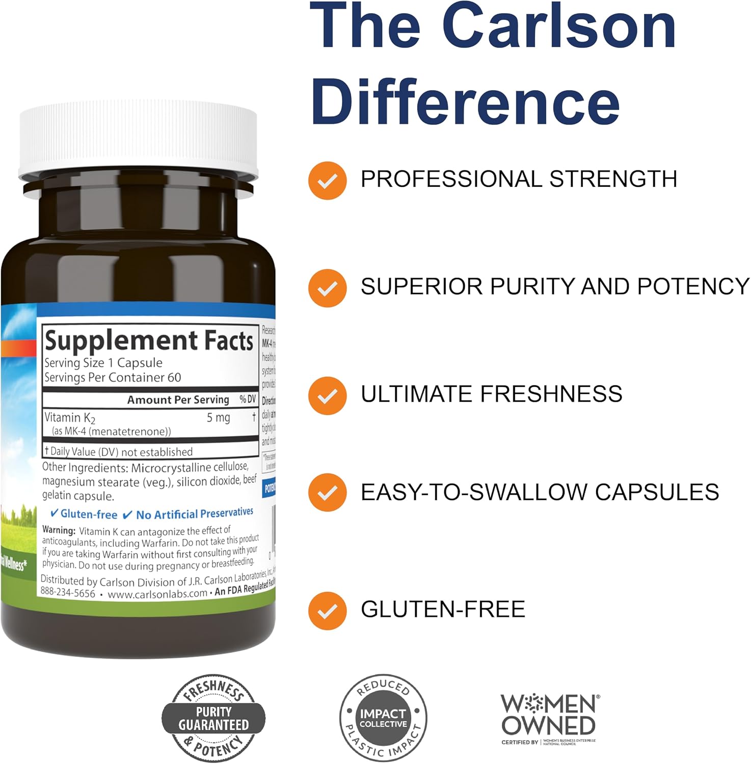 Carlson Vitamina K2 MK-4 (Menatetrenona) - 60 Cápsulas