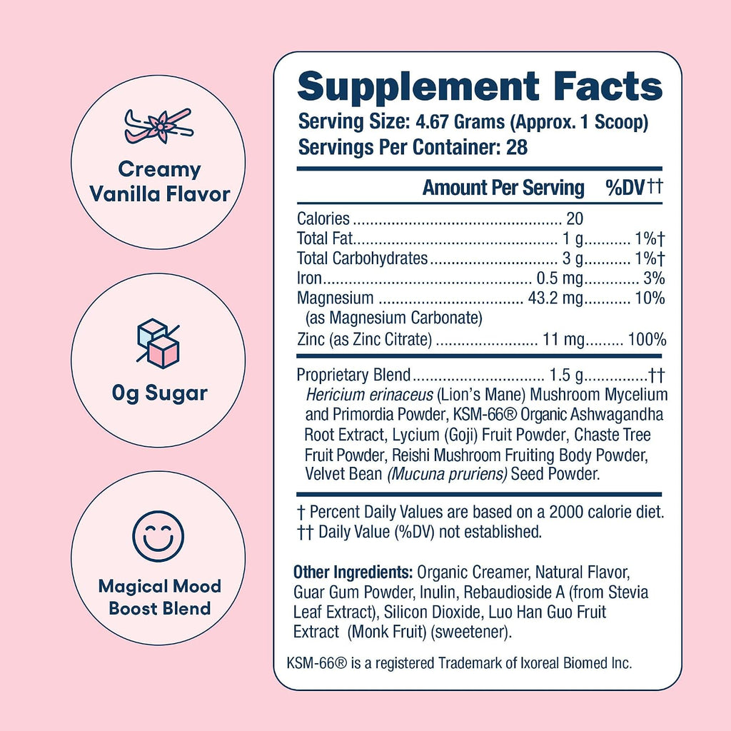Love Sweat Fitness Miss Congeniality - Suplemento de Ashwagandha, Vitaminas B y Magnesio para Mujeres - Vainilla - 28 porciones