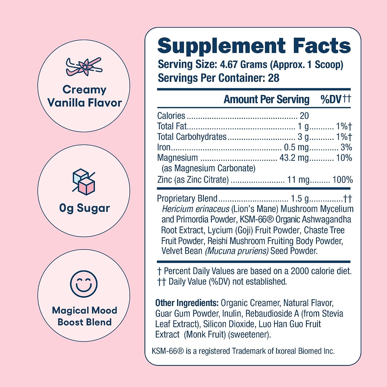 Love Sweat Fitness Miss Congeniality - Suplemento de Ashwagandha, Vitaminas B y Magnesio para Mujeres - Vainilla - 28 porciones