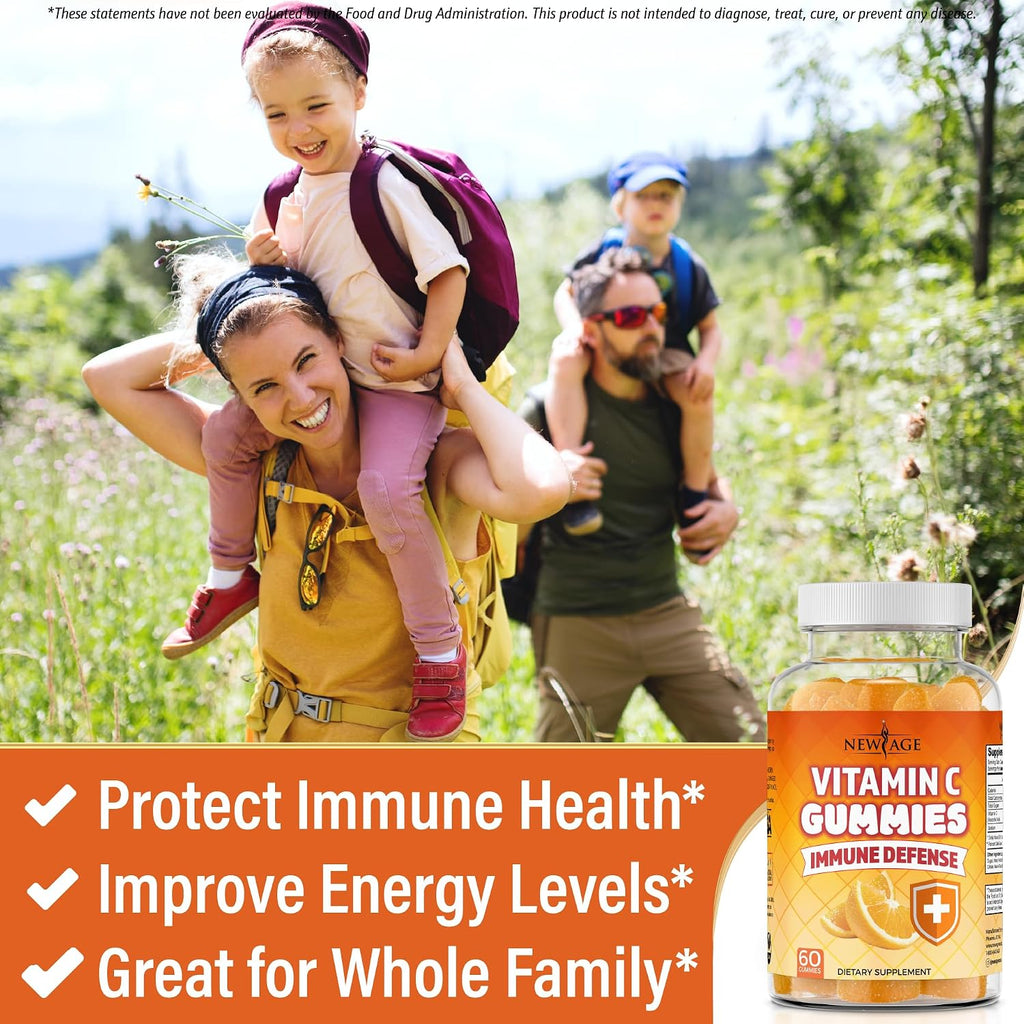 NEW AGE Vitamin C Gummies - Naranja - 180 Gominolas - Sin Gluten - Vegetariano